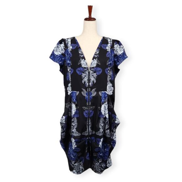 City Chic Tunic Top Flutter Sleeve Epic Floral Multicolor Plus Size 16 New - Picture 1 of 13